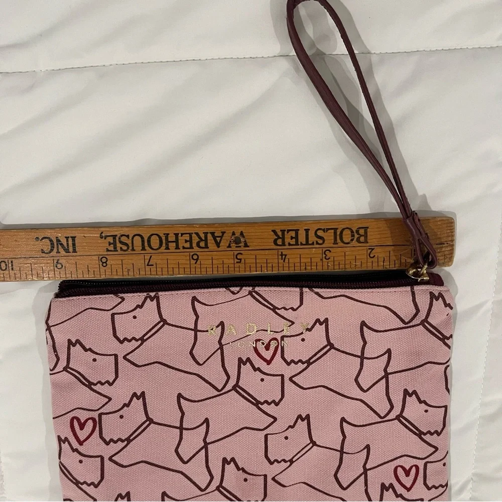 RADLEY LONDON Pink Makeup Purse Wristlet Golf cosmetic pouch dog lover zipper